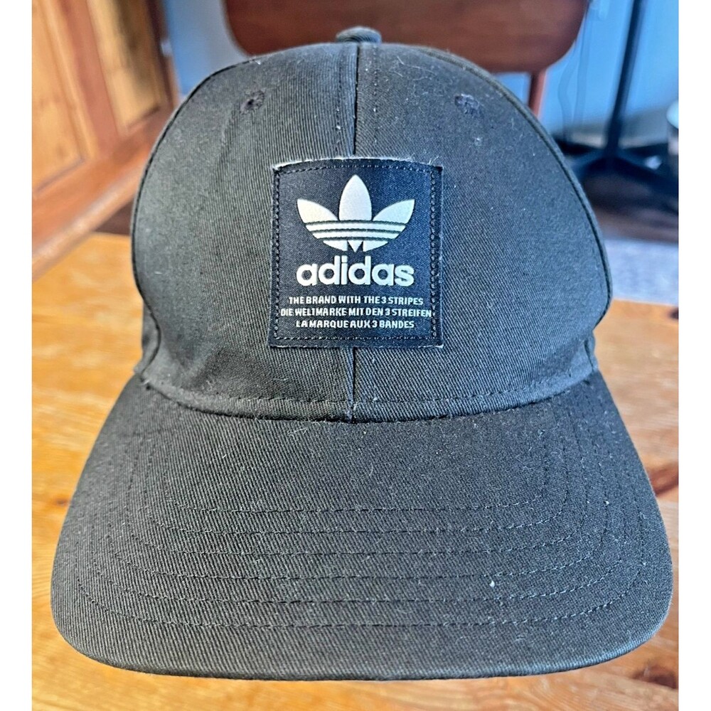 Black Adidas Baseball Hat All Black Snapback Front Logo Patch